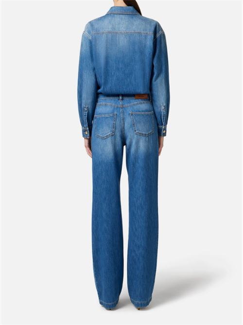 DENIM JUMPSUIT WITH LOGO DETAILS ELISABETTA FRANCHI | TJ38D51E2192 light blue